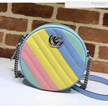 Gucci GG Marmont Mini Round Shoulder Bag 550154 Multicolor Pastel 2020 (DLH-20051136)