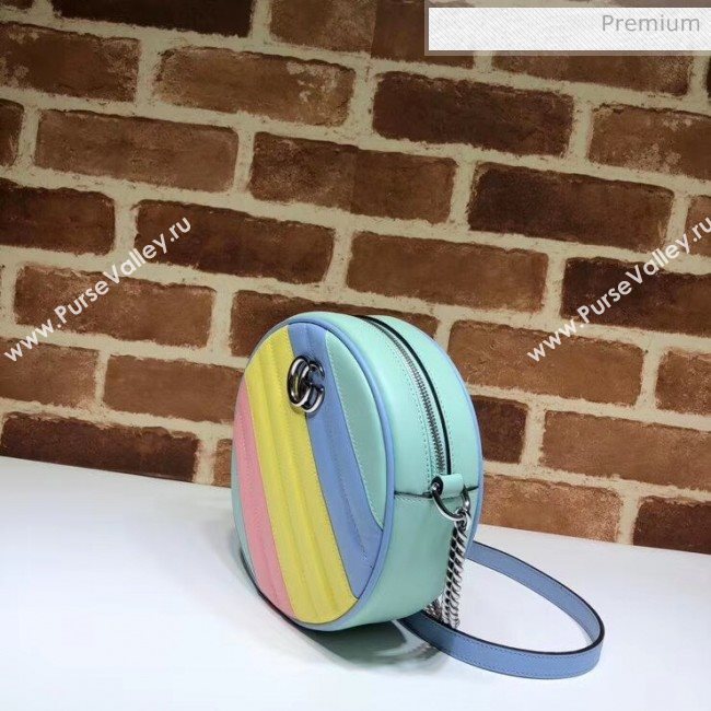 Gucci GG Marmont Mini Round Shoulder Bag 550154 Multicolor Pastel 2020 (DLH-20051136)