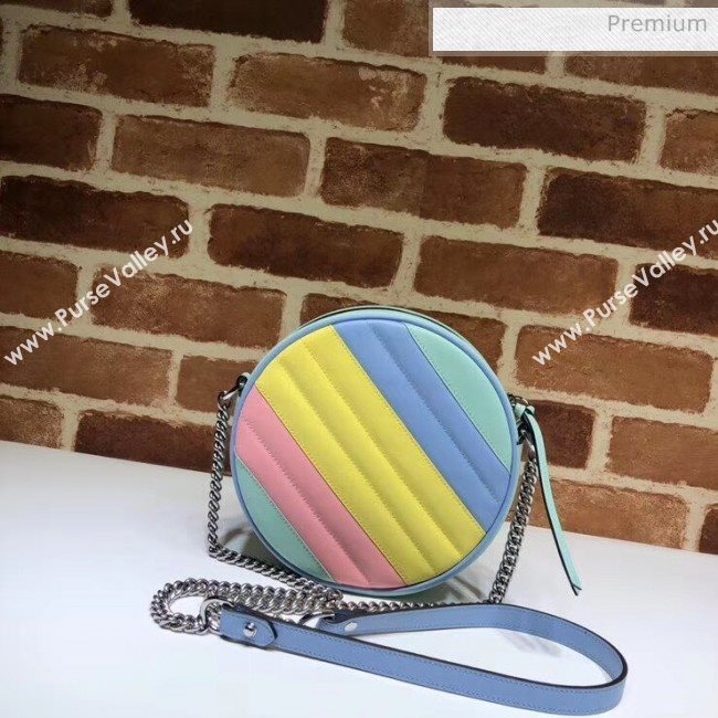 Gucci GG Marmont Mini Round Shoulder Bag 550154 Multicolor Pastel 2020 (DLH-20051136)