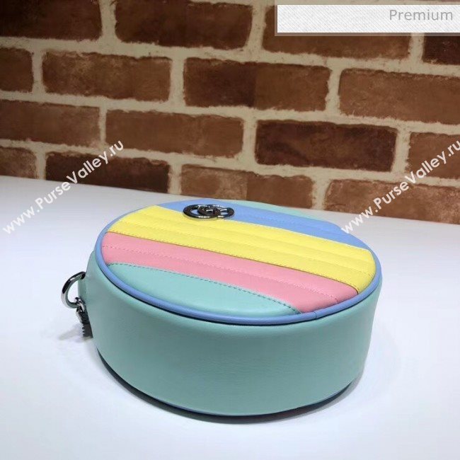 Gucci GG Marmont Mini Round Shoulder Bag 550154 Multicolor Pastel 2020 (DLH-20051136)