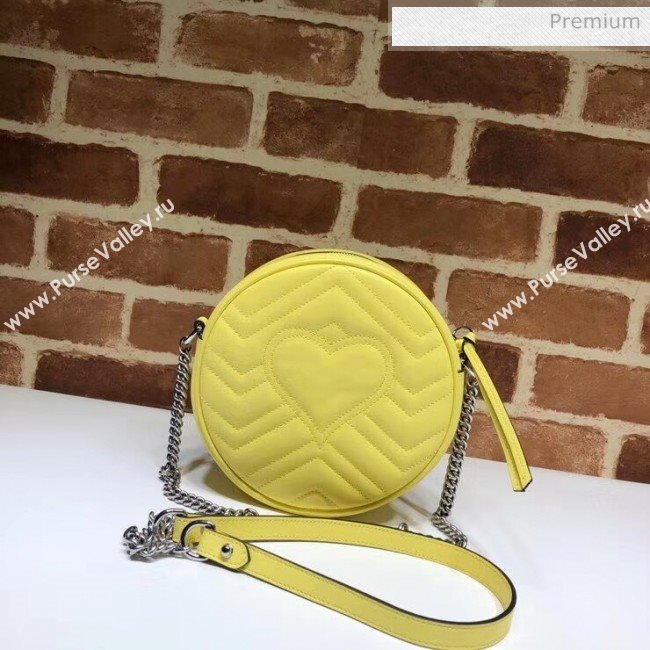 Gucci GG Marmont Mini Round Shoulder Bag 550154 Pastel Yellow 2020 (DLH-20051137)