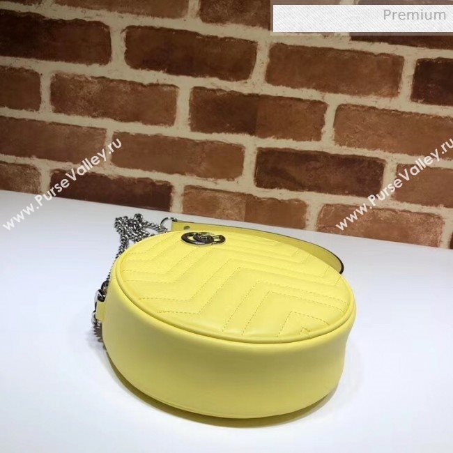 Gucci GG Marmont Mini Round Shoulder Bag 550154 Pastel Yellow 2020 (DLH-20051137)