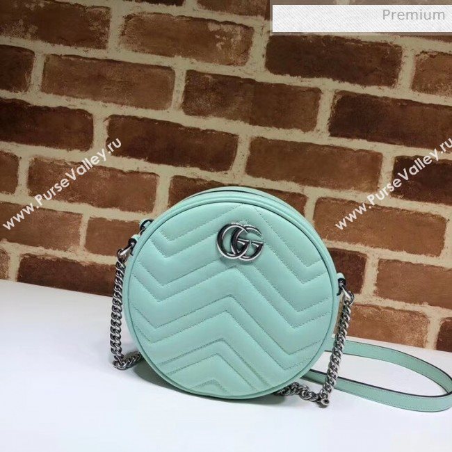 Gucci GG Marmont Mini Round Shoulder Bag 550154 Pastel Green 2020 (DLH-20051138)