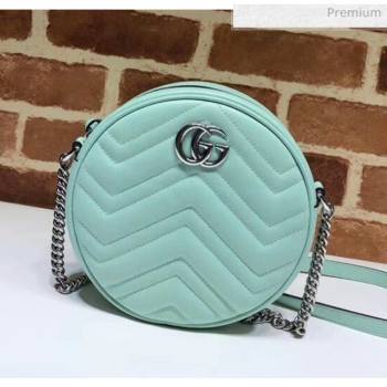 Gucci GG Marmont Mini Round Shoulder Bag 550154 Pastel Green 2020 (DLH-20051138)