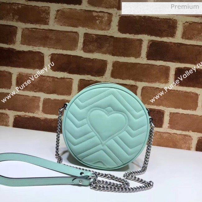 Gucci GG Marmont Mini Round Shoulder Bag 550154 Pastel Green 2020 (DLH-20051138)