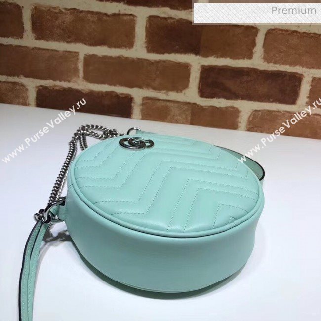 Gucci GG Marmont Mini Round Shoulder Bag 550154 Pastel Green 2020 (DLH-20051138)