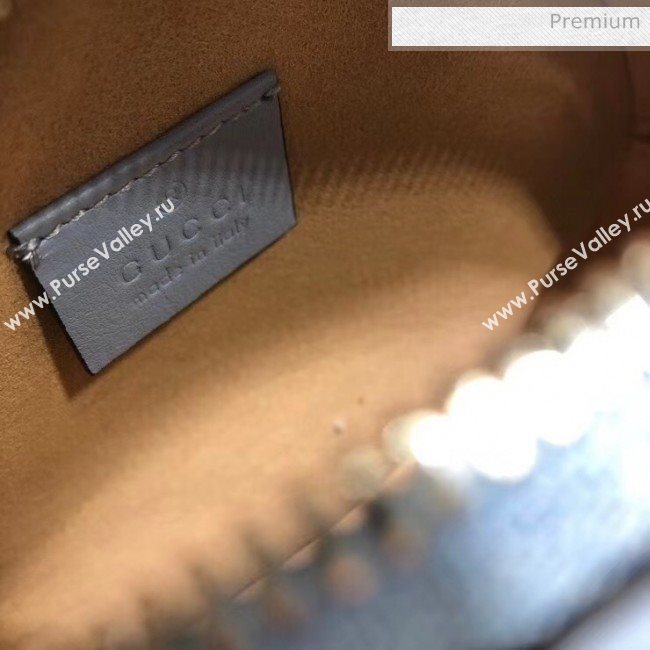 Gucci GG Marmont Mini Round Shoulder Bag 550154 Pastel Blue 2020 (DLH-20051139)