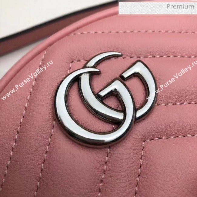 Gucci GG Marmont Mini Round Shoulder Bag 550154 Pastel Pink 2020 (DLH-20051140)