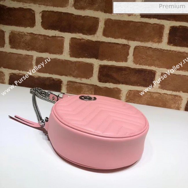 Gucci GG Marmont Mini Round Shoulder Bag 550154 Pastel Pink 2020 (DLH-20051140)