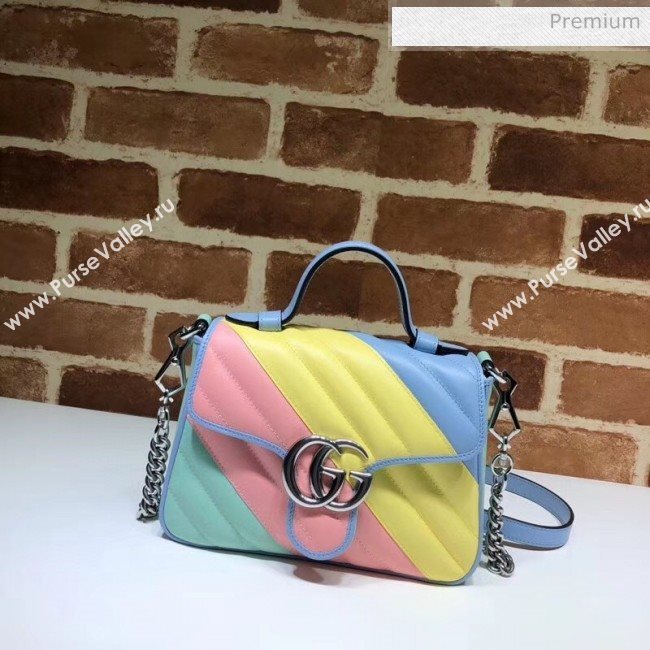 Gucci GG Marmont Matelassé Mini Top Handle Bag 547260 Multicolor Pastel 2020 (DLH-20051126)