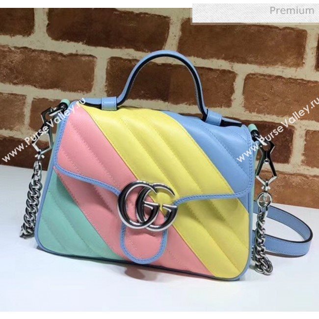 Gucci GG Marmont Matelassé Mini Top Handle Bag 547260 Multicolor Pastel 2020 (DLH-20051126)