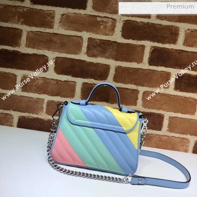 Gucci GG Marmont Matelassé Mini Top Handle Bag 547260 Multicolor Pastel 2020 (DLH-20051126)