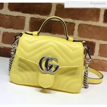 Gucci GG Marmont Matelassé Mini Top Handle Bag 547260 Yellow 2020 (DLH-20051127)