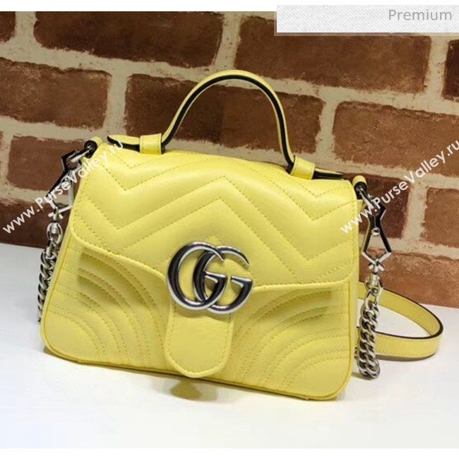 Gucci GG Marmont Matelassé Mini Top Handle Bag 547260 Yellow 2020 (DLH-20051127)