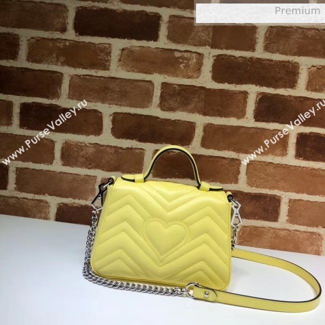 Gucci GG Marmont Matelassé Mini Top Handle Bag 547260 Yellow 2020 (DLH-20051127)