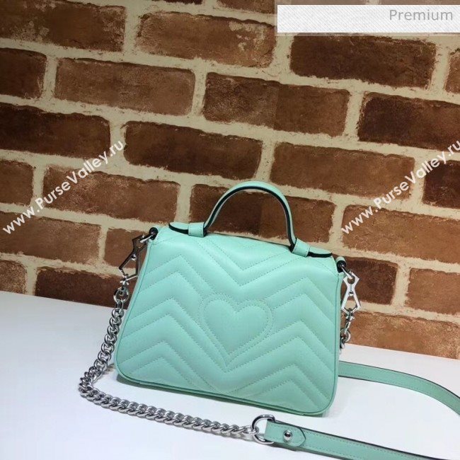 Gucci GG Marmont Matelassé Mini Top Handle Bag 547260 Pastel Green 2020 (DLH-20051128)
