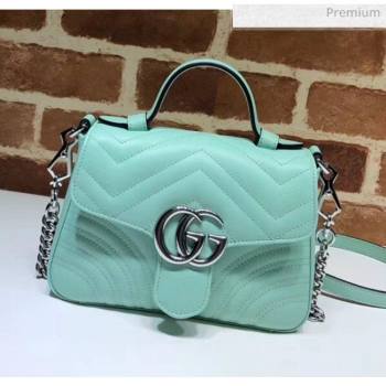 Gucci GG Marmont Matelassé Mini Top Handle Bag 547260 Pastel Green 2020 (DLH-20051128)