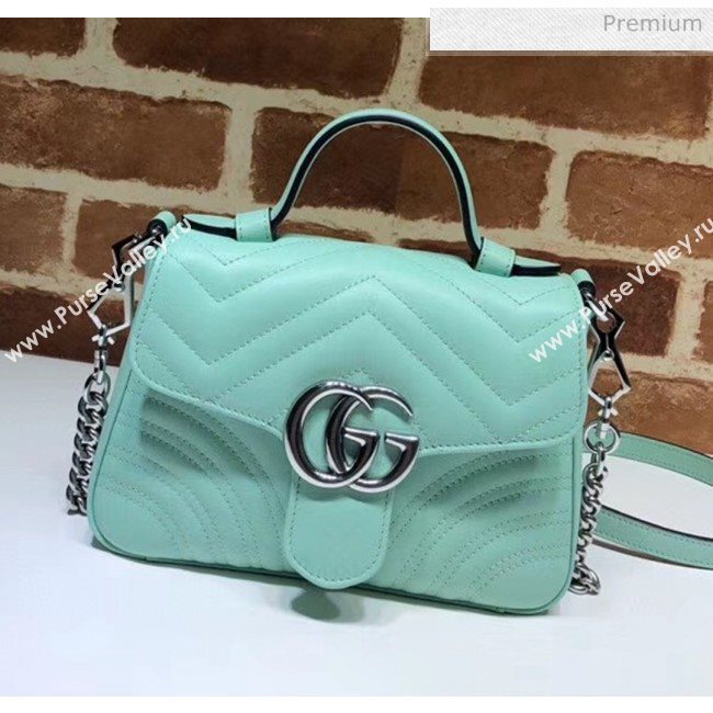 Gucci GG Marmont Matelassé Mini Top Handle Bag 547260 Pastel Green 2020 (DLH-20051128)