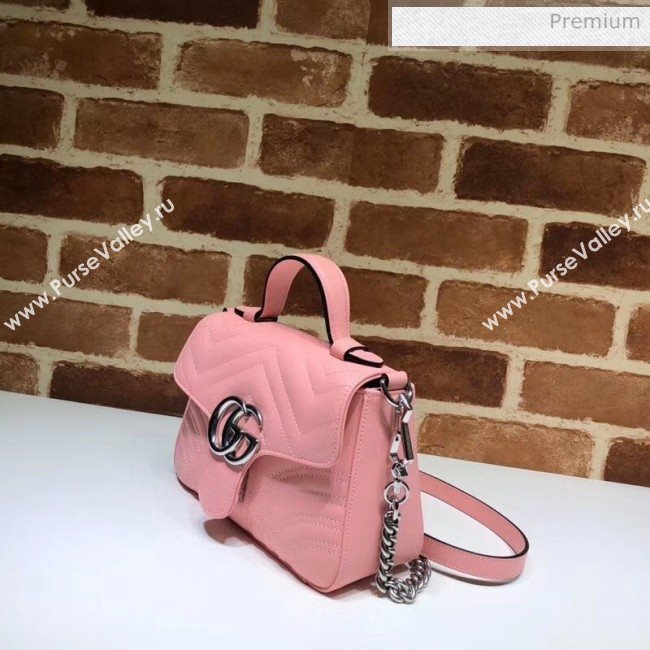 Gucci GG Marmont Matelassé Mini Top Handle Bag 547260 Pastel Pink 2020 (DLH-20051130)