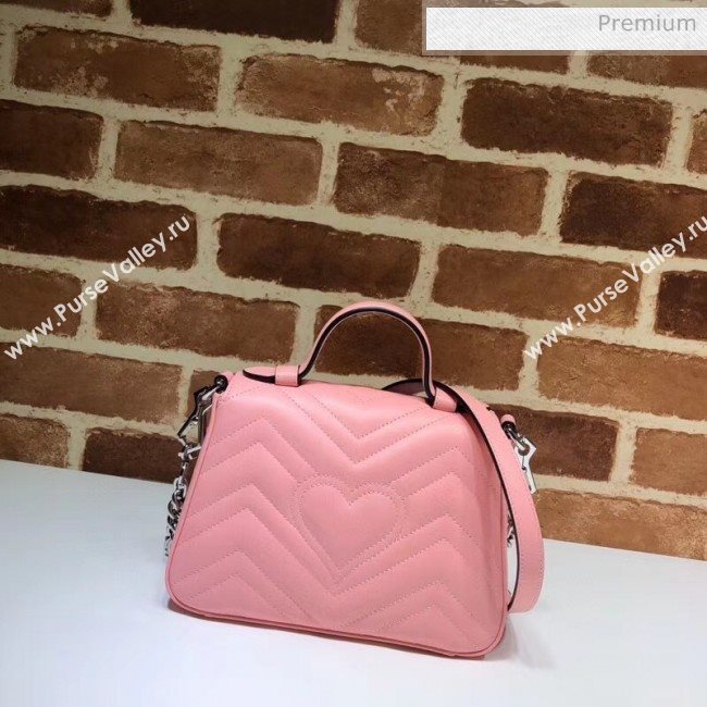 Gucci GG Marmont Matelassé Mini Top Handle Bag 547260 Pastel Pink 2020 (DLH-20051130)