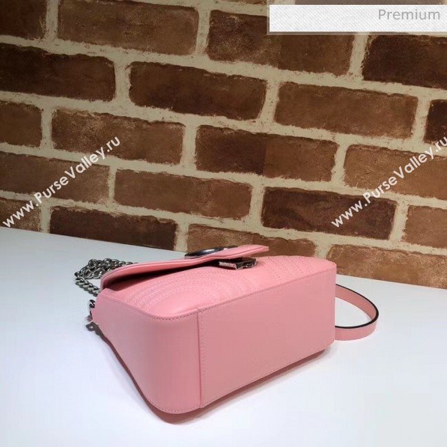 Gucci GG Marmont Matelassé Mini Top Handle Bag 547260 Pastel Pink 2020 (DLH-20051130)