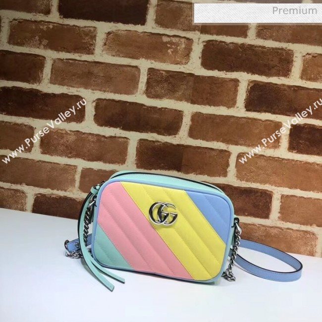 Gucci GG Marmont Matelassé Mini Shoulder Bag 448065 Multicolor Pastel 2020 (DLH-20051141)