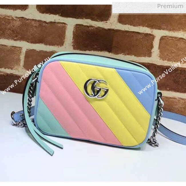 Gucci GG Marmont Matelassé Mini Shoulder Bag 448065 Multicolor Pastel 2020 (DLH-20051141)