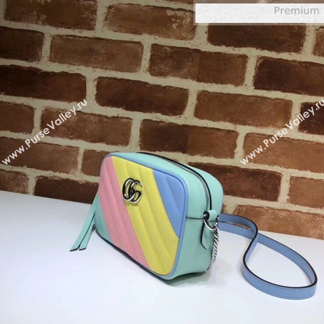 Gucci GG Marmont Matelassé Mini Shoulder Bag 448065 Multicolor Pastel 2020 (DLH-20051141)