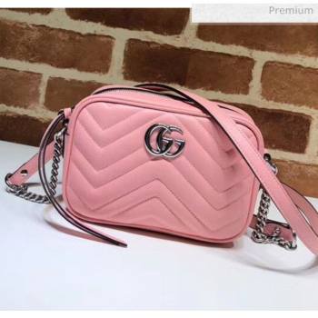 Gucci GG Marmont Matelassé Mini Shoulder Bag 448065 Pastel Pink 2020 (DLH-20051142)