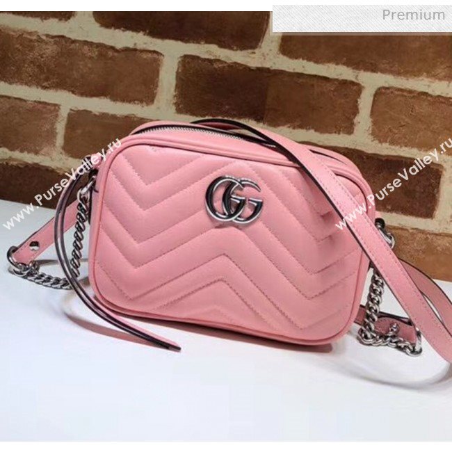 Gucci GG Marmont Matelassé Mini Shoulder Bag 448065 Pastel Pink 2020 (DLH-20051142)