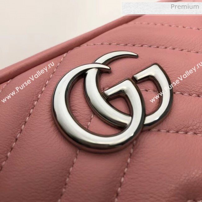 Gucci GG Marmont Matelassé Mini Shoulder Bag 448065 Pastel Pink 2020 (DLH-20051142)