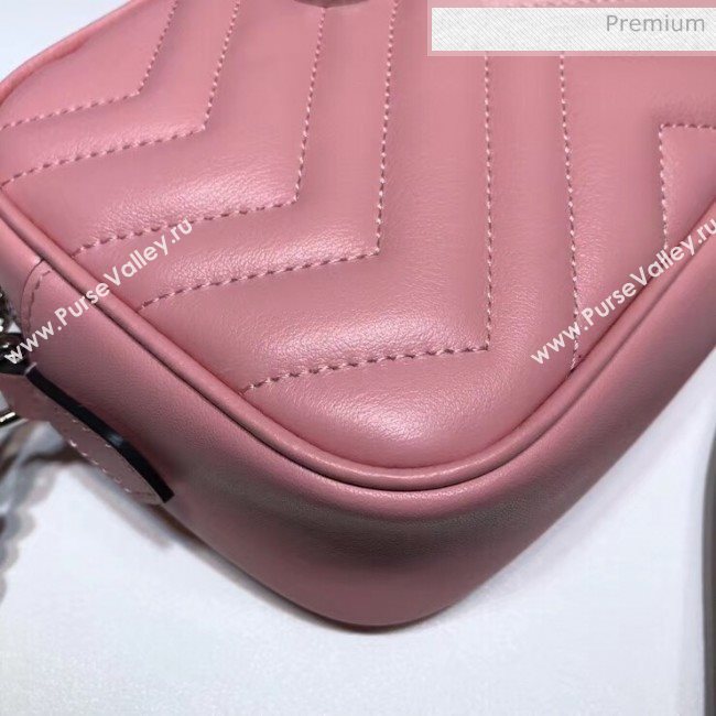 Gucci GG Marmont Matelassé Mini Shoulder Bag 448065 Pastel Pink 2020 (DLH-20051142)