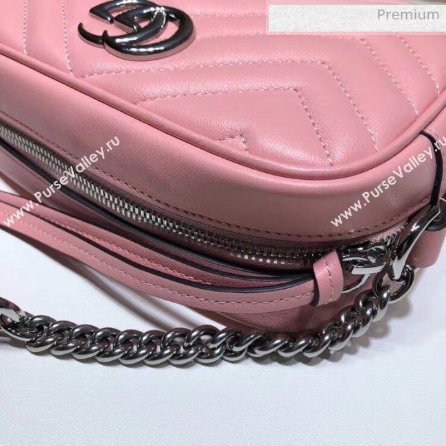 Gucci GG Marmont Matelassé Mini Shoulder Bag 448065 Pastel Pink 2020 (DLH-20051142)