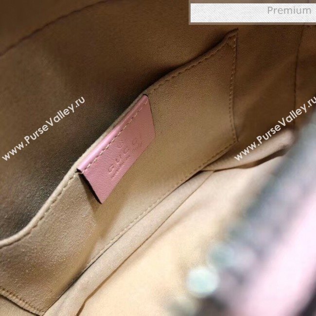 Gucci GG Marmont Matelassé Mini Shoulder Bag 448065 Pastel Pink 2020 (DLH-20051142)