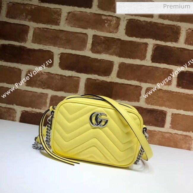 Gucci GG Marmont Matelassé Mini Shoulder Bag 448065 Pastel Yellow 2020 (DLH-20051143)