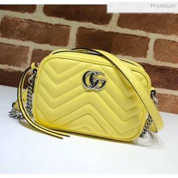 Gucci GG Marmont Matelassé Mini Shoulder Bag 448065 Pastel Yellow 2020 (DLH-20051143)