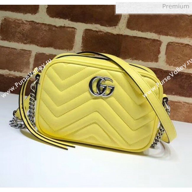 Gucci GG Marmont Matelassé Mini Shoulder Bag 448065 Pastel Yellow 2020 (DLH-20051143)