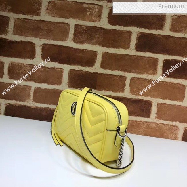 Gucci GG Marmont Matelassé Mini Shoulder Bag 448065 Pastel Yellow 2020 (DLH-20051143)