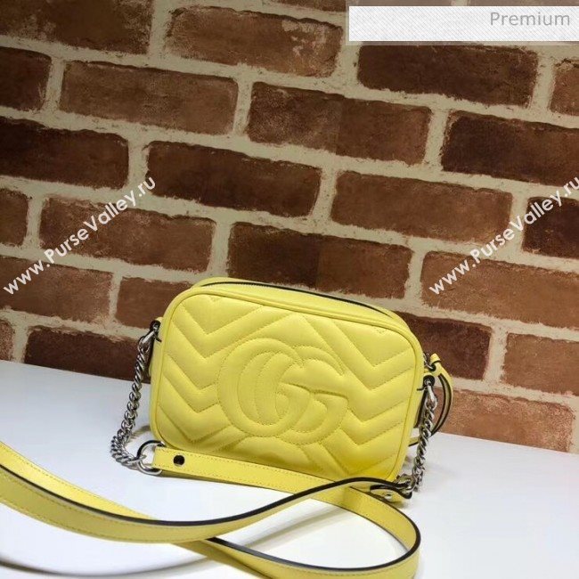 Gucci GG Marmont Matelassé Mini Shoulder Bag 448065 Pastel Yellow 2020 (DLH-20051143)