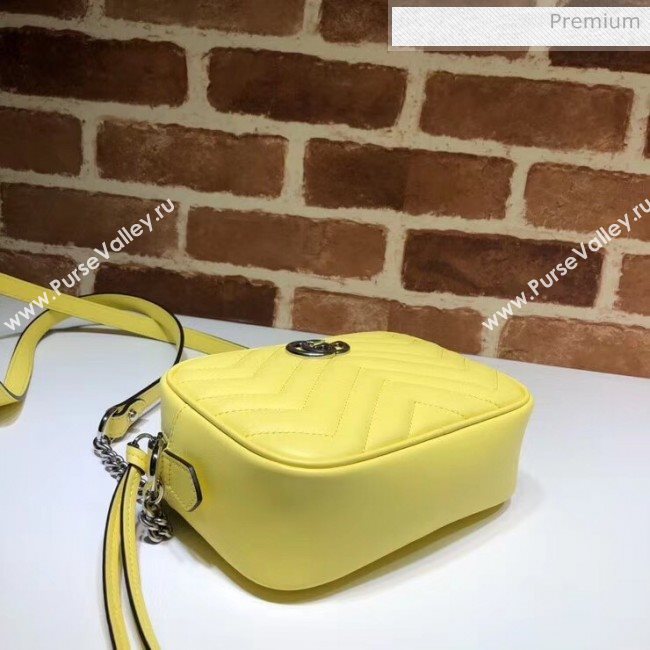 Gucci GG Marmont Matelassé Mini Shoulder Bag 448065 Pastel Yellow 2020 (DLH-20051143)