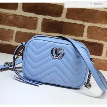 Gucci GG Marmont Matelassé Mini Shoulder Bag 448065 Pastel Blue 2020 (DLH-20051145)