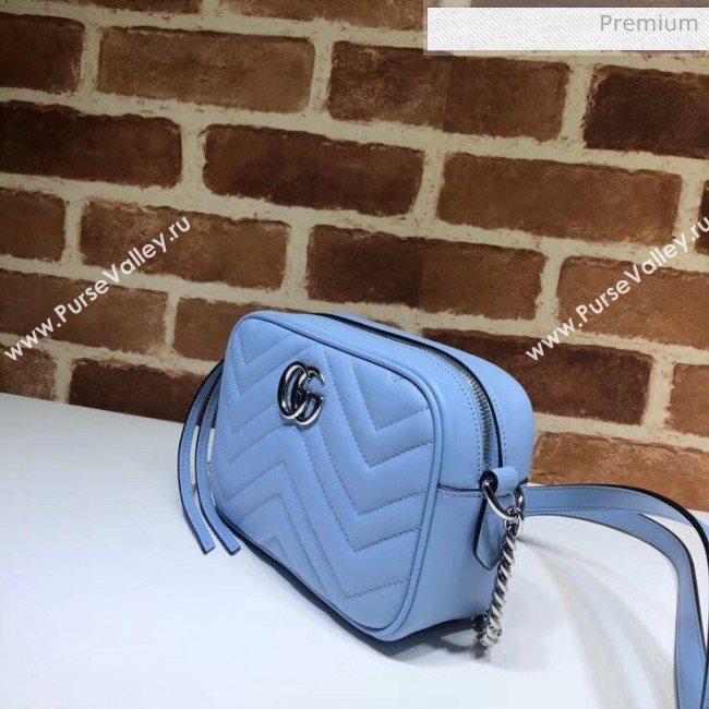 Gucci GG Marmont Matelassé Mini Shoulder Bag 448065 Pastel Blue 2020 (DLH-20051145)