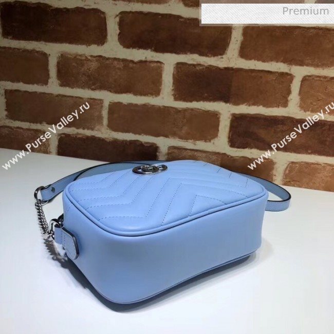 Gucci GG Marmont Matelassé Mini Shoulder Bag 448065 Pastel Blue 2020 (DLH-20051145)