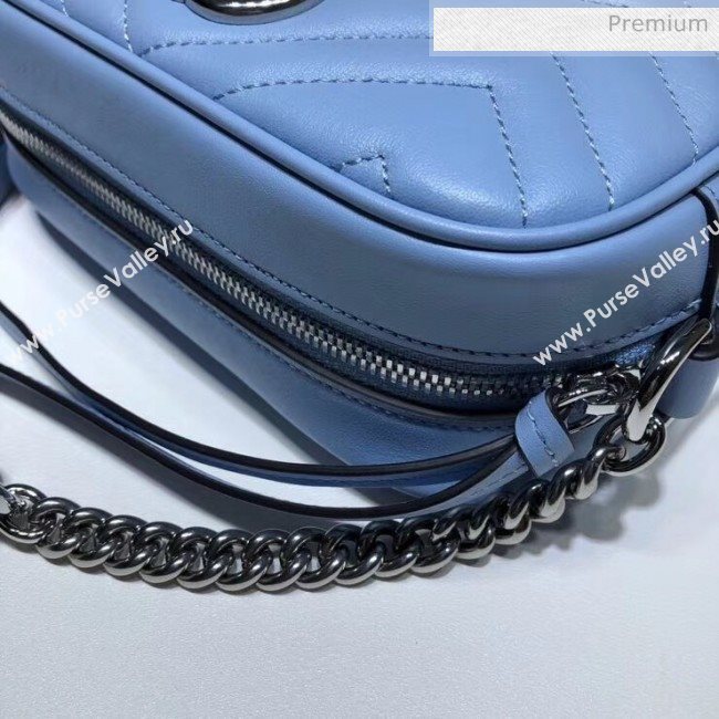 Gucci GG Marmont Matelassé Mini Shoulder Bag 448065 Pastel Blue 2020 (DLH-20051145)