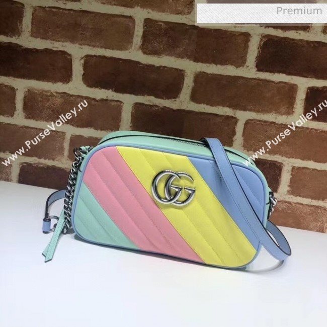 Gucci GG Marmont Matelassé Small Shoulder Bag 447632 Multicolored Pastel 2020 (DLH-20051146)