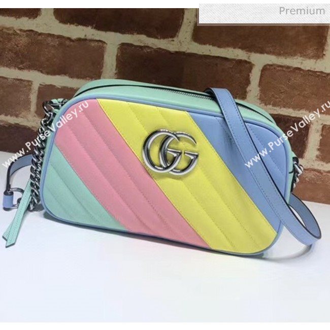 Gucci GG Marmont Matelassé Small Shoulder Bag 447632 Multicolored Pastel 2020 (DLH-20051146)