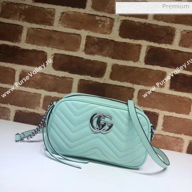 Gucci GG Marmont Matelassé Small Shoulder Bag 447632 Pastel Green 2020 (DLH-20051147)