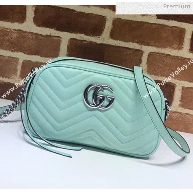 Gucci GG Marmont Matelassé Small Shoulder Bag 447632 Pastel Green 2020 (DLH-20051147)