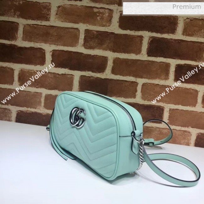 Gucci GG Marmont Matelassé Small Shoulder Bag 447632 Pastel Green 2020 (DLH-20051147)