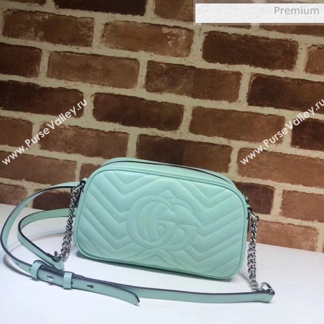 Gucci GG Marmont Matelassé Small Shoulder Bag 447632 Pastel Green 2020 (DLH-20051147)